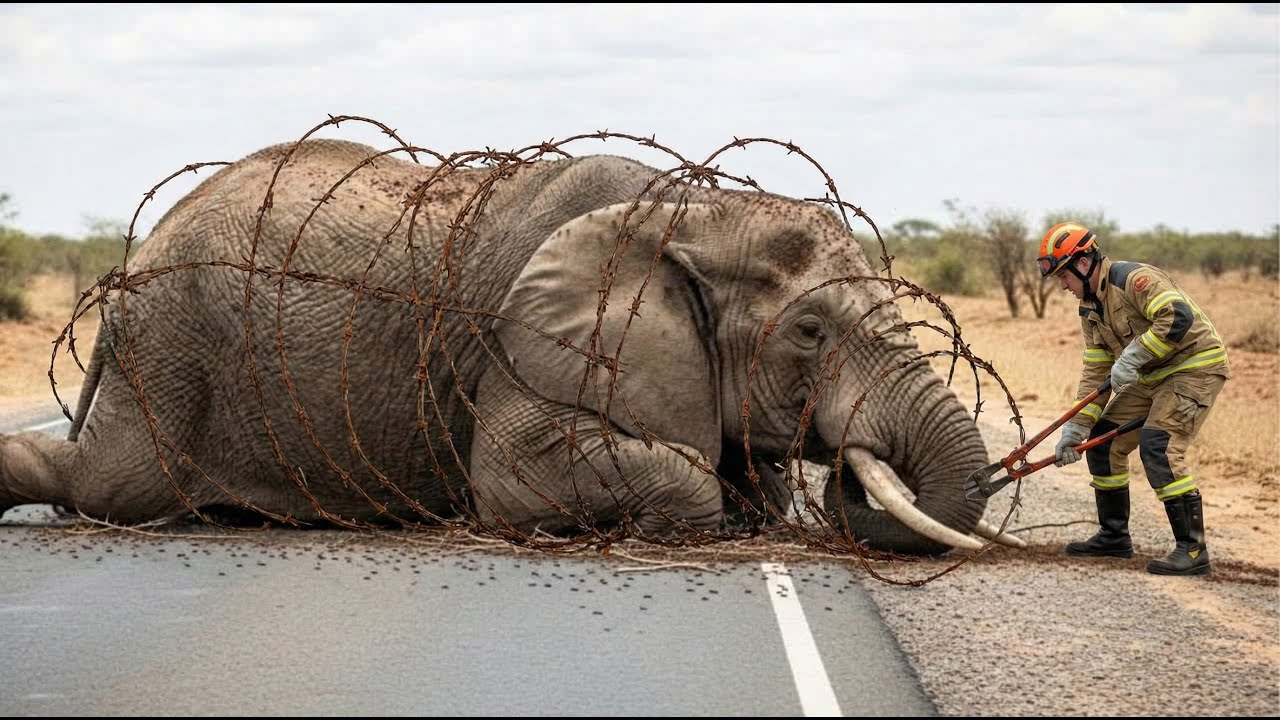 Animal Rescue: Rescuing an Elephant Trapped in Barbed Wire and Fire ...
