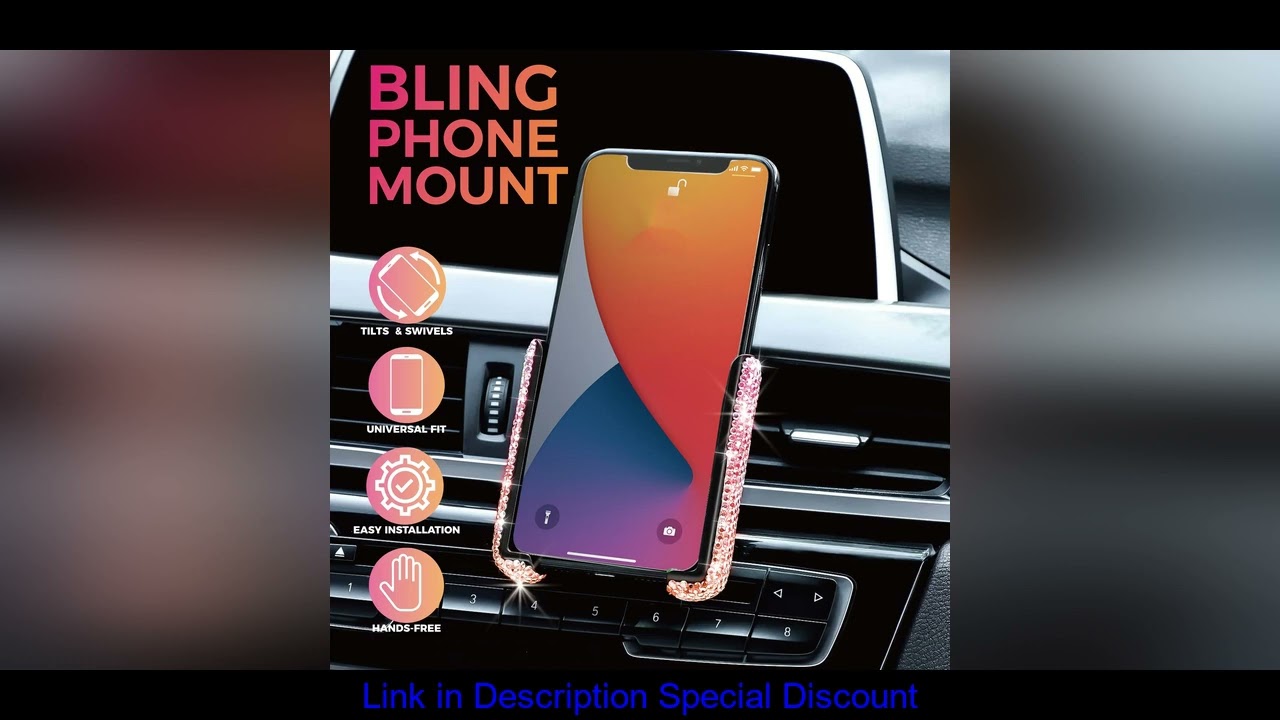 Car Phone Holder Air Vent Diamond Crystal Mount Clip Holder Cellphone Holder Stand in Car Support
