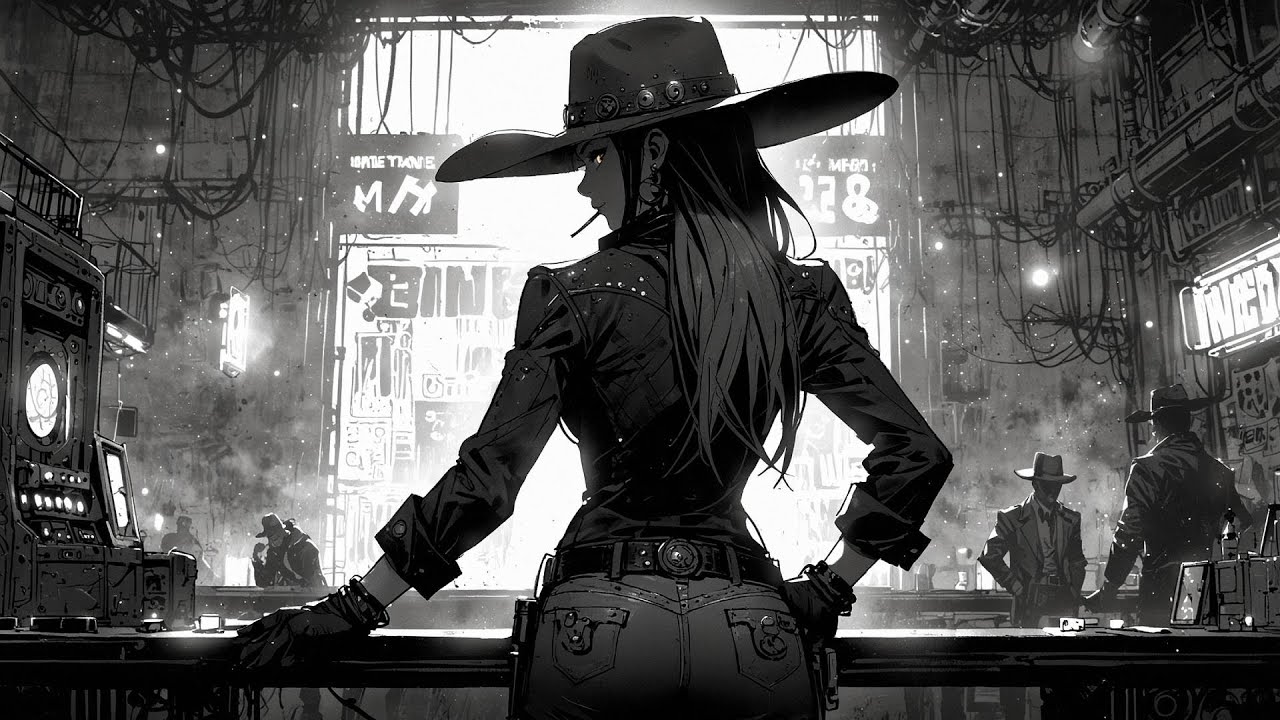 Smooth Trip-Hop Cowgirl — Most Wanted Cowgirl Riding with You Through Wavy, Ultra-Chill Night Vibes