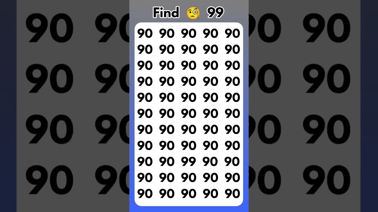 Find Odd Number 99 Shorts Youtubeshorts Oddoneout