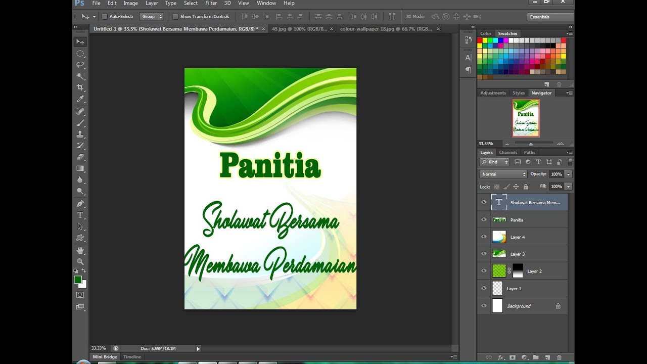 cara membuat desain  id  card  panitia dengan photoshop YouTube