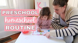 PRESCHOOL HOMESCHOOL ROUTINE 3 YR OLD // HOMESCHOOL ROUTINE WORKING FULL TIME