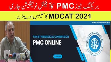 Breaking News PMC Official Notification MDCAT 2021 Syllabus and Pattern PMC MDCAT 2021 Latest News