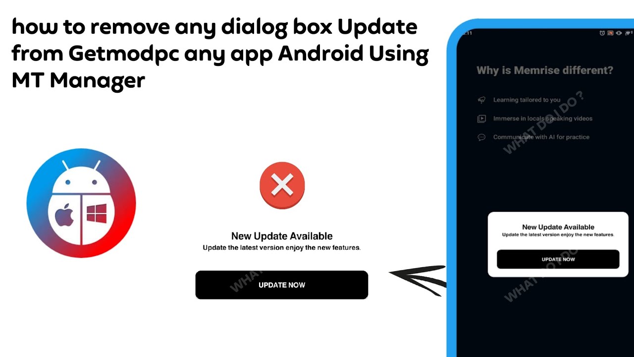 how to remove any dialog box Update from Getmodpc any app Android Using ...