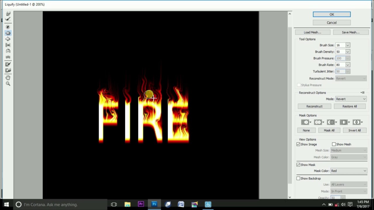 How to give a fire effect on a text in YouTube