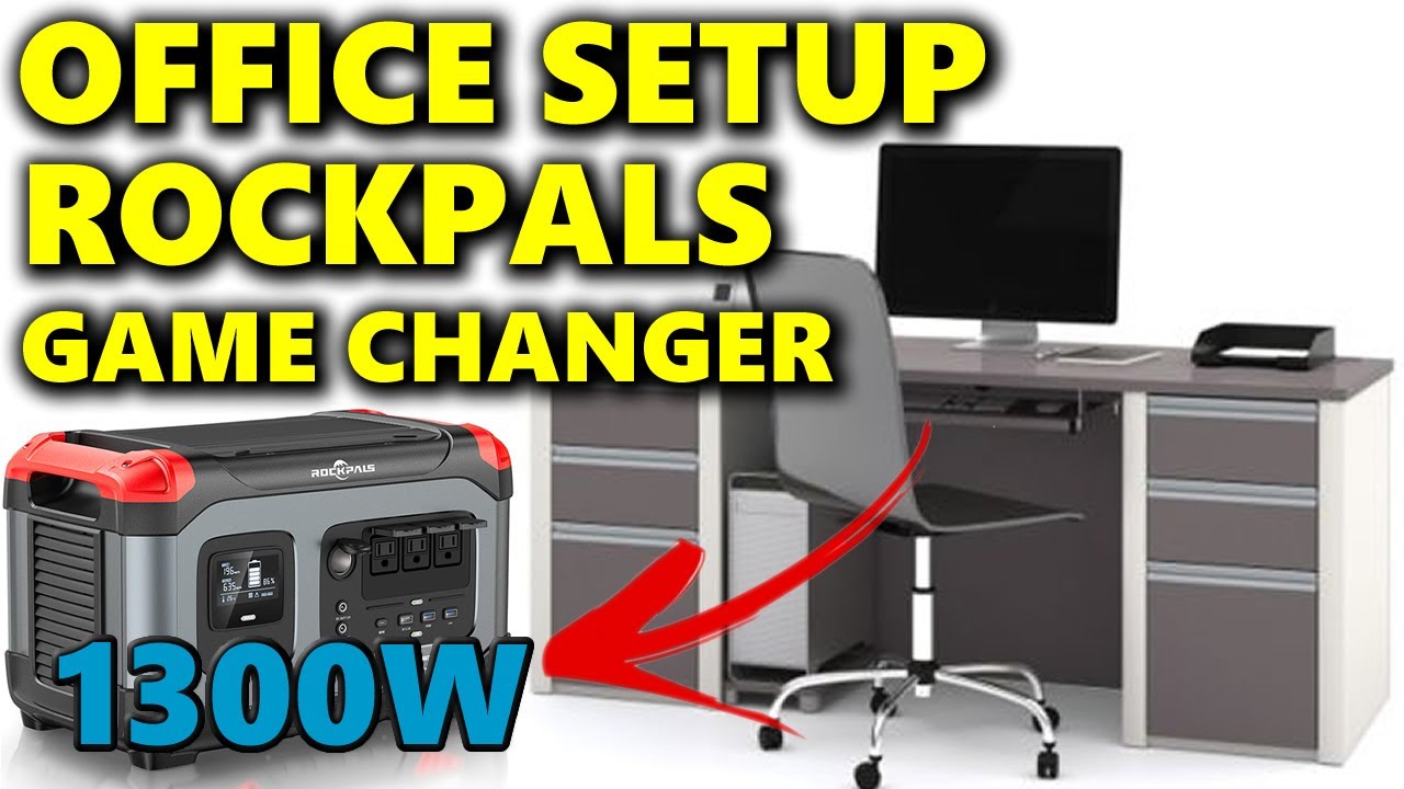 ROCKPALS solar generator powering and heating office ROCKPALS 1300 power station setup