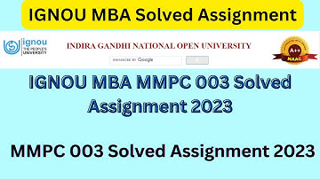 IGNOU MBA Solved Assignment | IGNOU MBA MMPC 003 Solved Assignment 2023_IGNOU MBA Assignment Answer