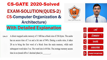 GATE 2020 | CSE | COA | Questions with detailed solution | QUESTION 2| GATE 2021