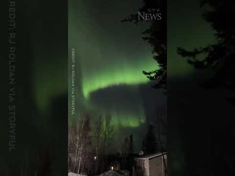 Stunning display of northern lights seen over Manitoba during geomagnetic storm #shorts