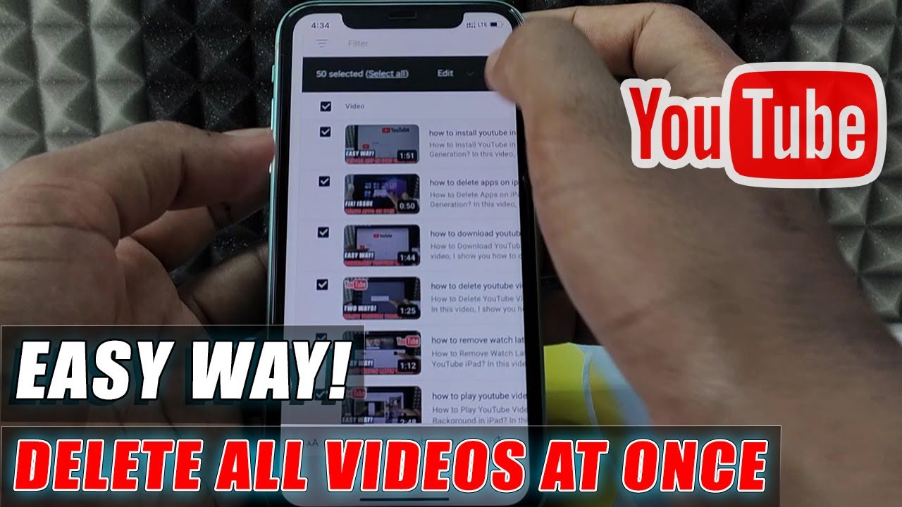 how to delete all youtube videos at one click on iphone? - YouTube
