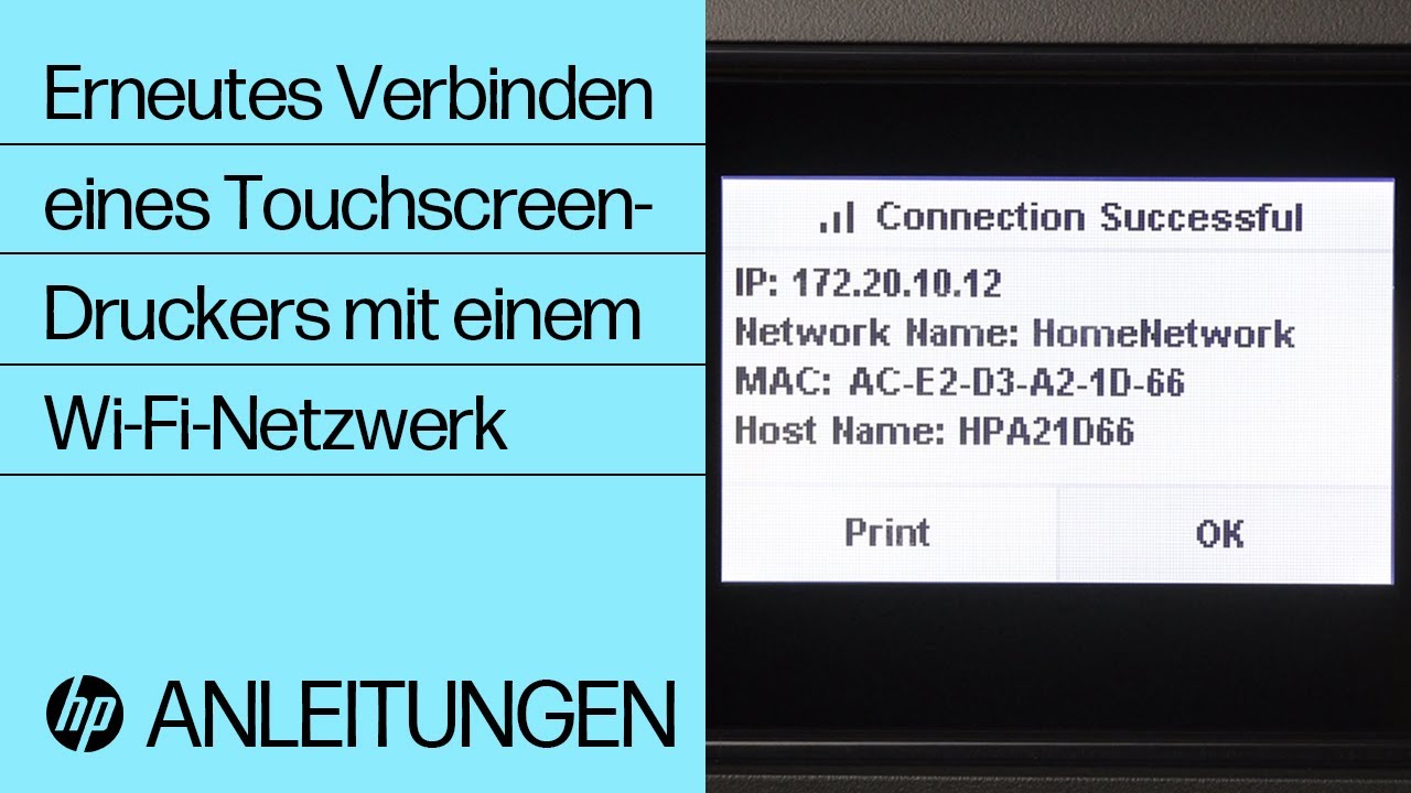 Erneutes Verbinden eines Touchscreen-Druckers mit einem Wireless-Netzwerk