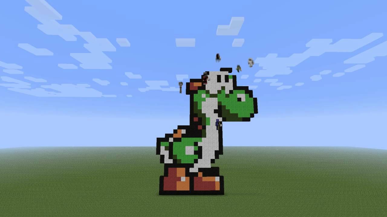 Minecraft - Yoshi Pixel Art Speed Build - YouTube