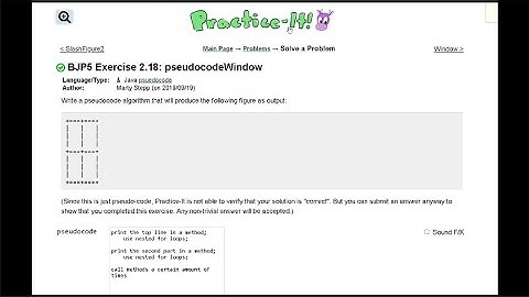 Java Practice It || 2.18 pseudocodeWindow || nested for loops, pseudocode