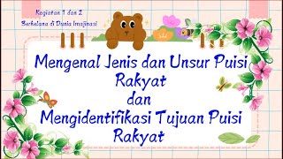 Activities 1 and 2: Getting to Know the Types and Elements of Folk Poetry