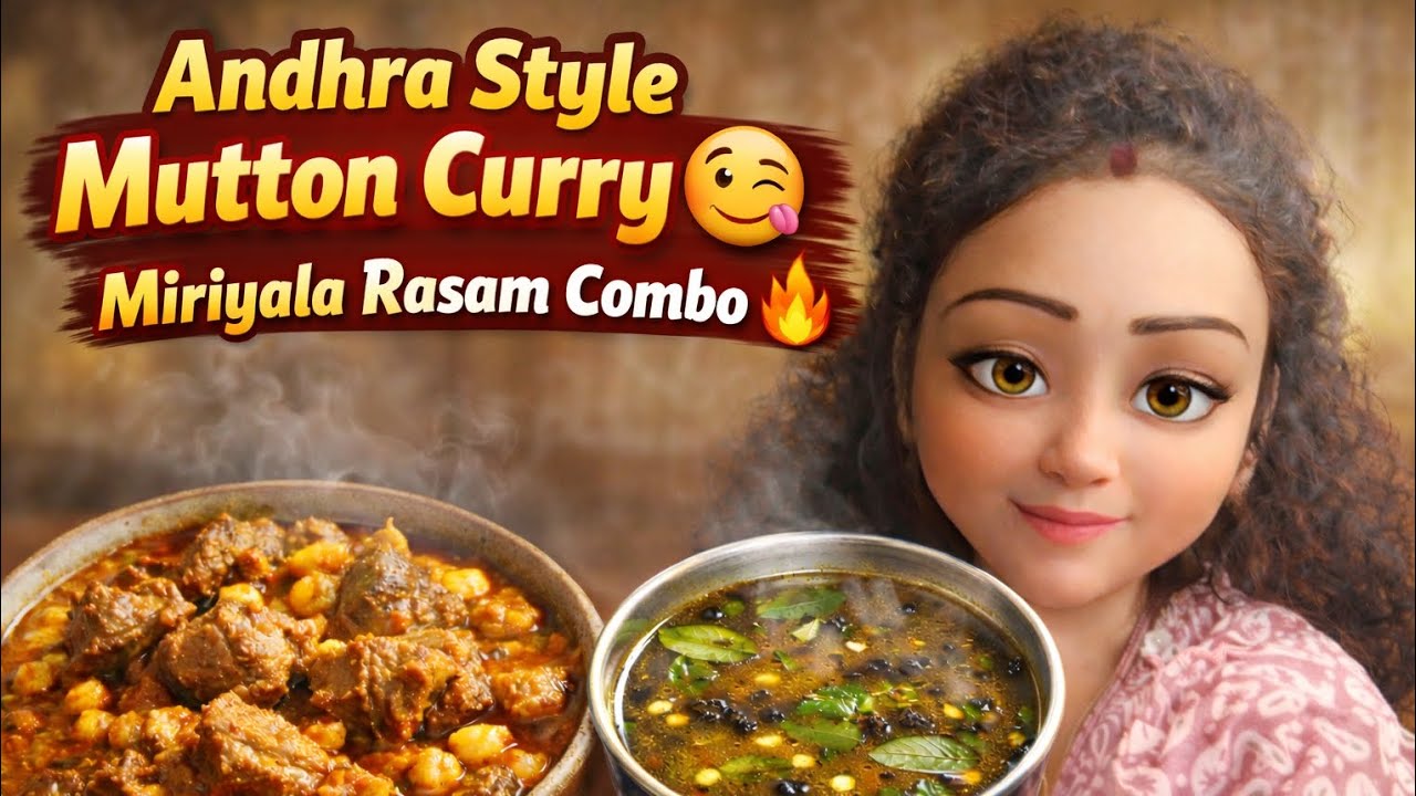 Andhra Style Mutton Curry with Chana Dal | Miriyala Rasam | Spicy Home Cooking
