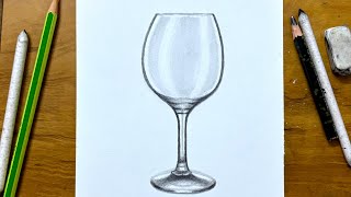 How to Draw a Wine Glass step by step | Pencil Sketch Tutorial