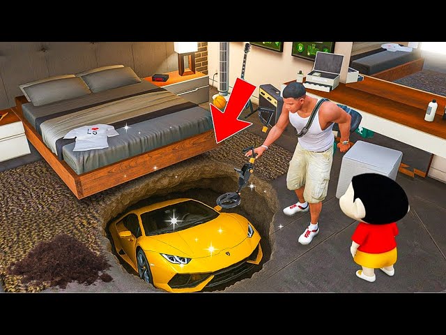 Shinchan & Franklin Found a SECRET GARAGE on the TERRACE 😱 | GTA 5 Telugu | Hidden Cars Revealed