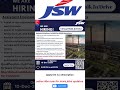 vacancy out by jsw for diploma and b tech