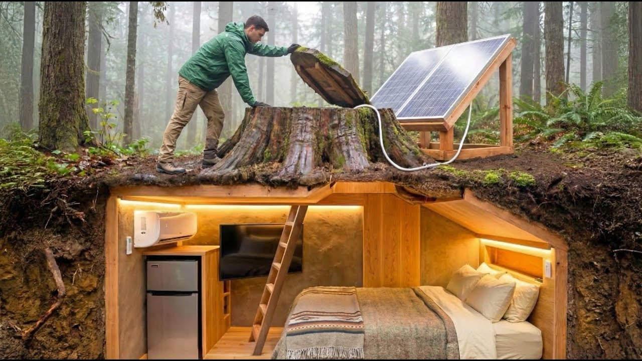 Building My Dream Forest House from Scratch | Underground Basement Construction ASMR