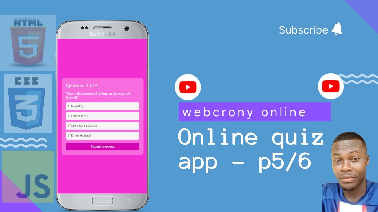 Create an ONLINE QUIZ APP with HTML, CSS AND JavaScript- part 5 of 6 ...