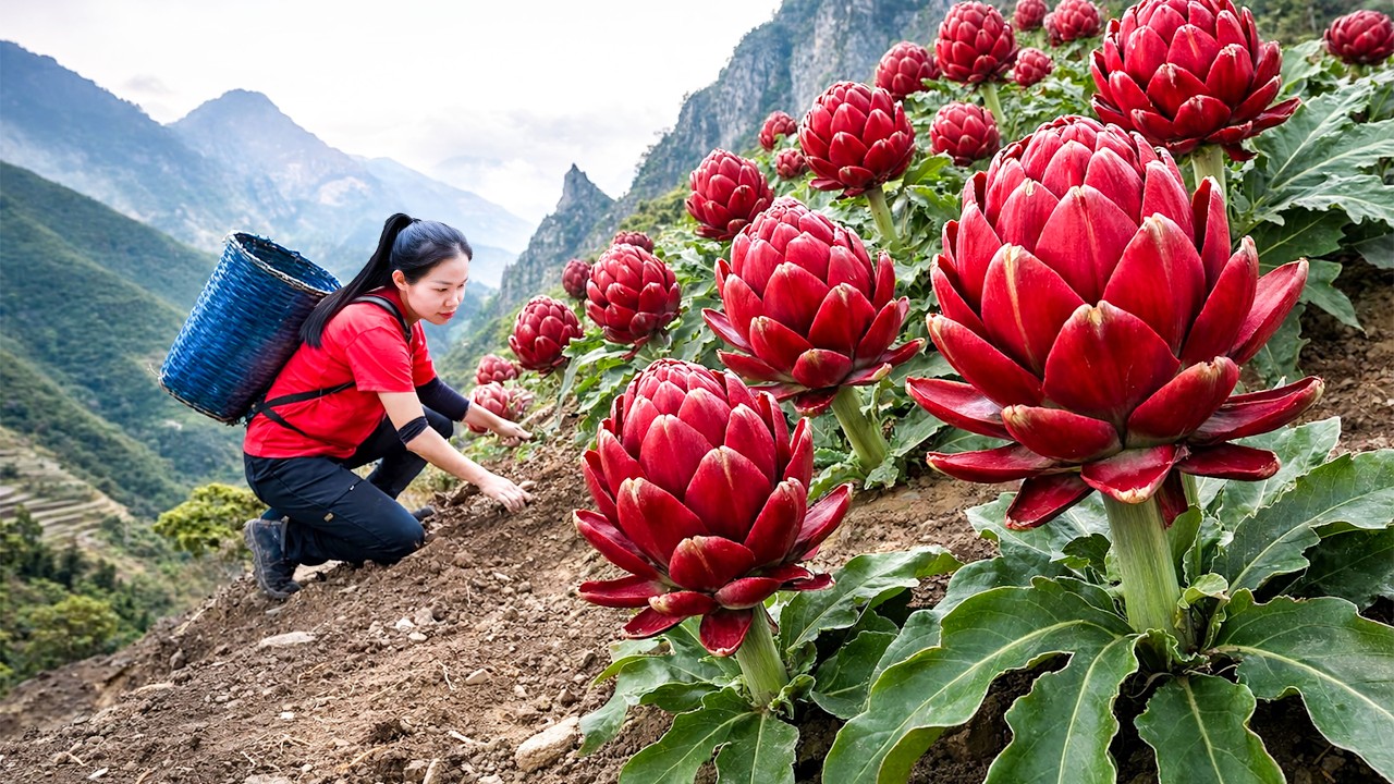 Harvesting Many Mallow Flowers in the Forest & Selling at the Rural Market | Simple Rural Girl Life