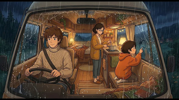 A Rainy Day in Our Mobile Home Life : Cozy Moments Together | Ghibli-Style Video