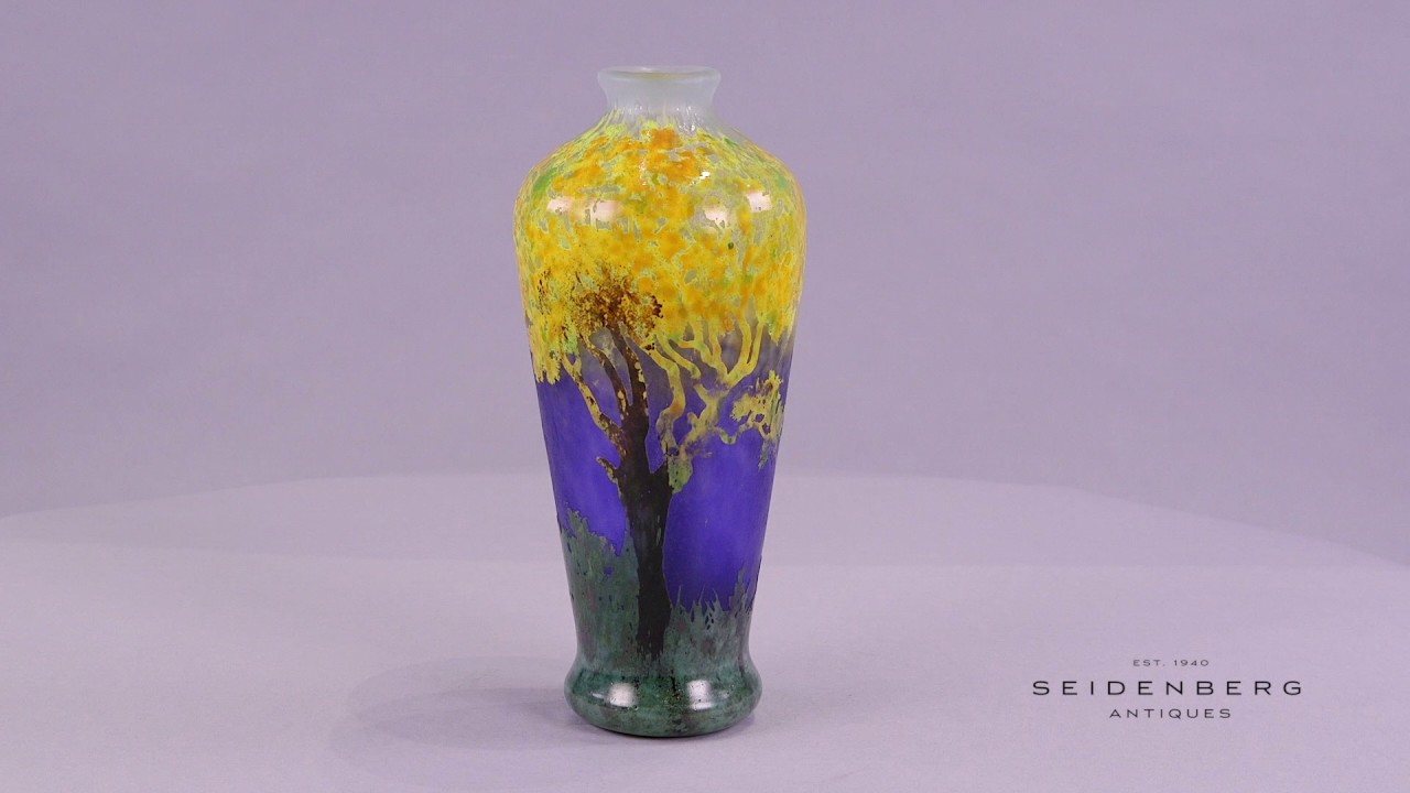 Daum Nancy Vitrified Landscape Vase, circa 1900
