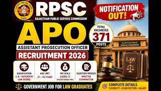 RPSC APO Recruitment 2026 | 371 Vacancies for Law Graduates #apo #freshers #lawjobs #job