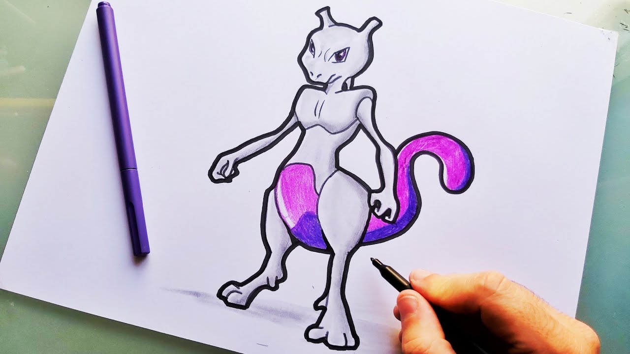Dessiner Pokemon Go : Super effet de Mewtwo à l'aquarelle et crayons de  couleurs !