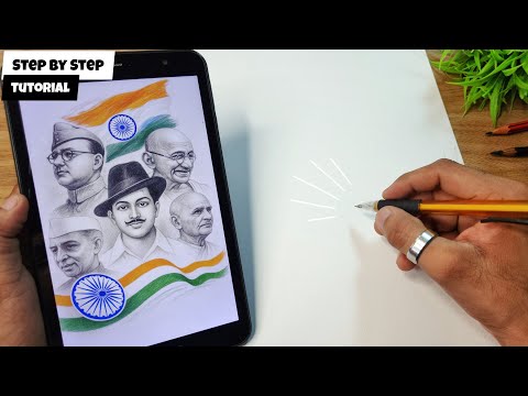 Independence Day Drawing 2025 | Freedom Fighter Drawing || 15 August Drawing  @AjArts03