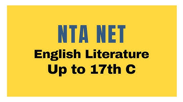 NTA NET English Crash Course Day 1 English Literature upto 17th C