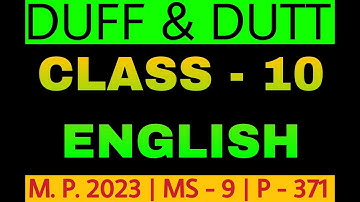 Class 10 English | Duff and Dutt English Question Bank 2022 | Class X English Solution | MS - 9