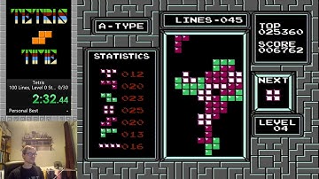 (5:11) NES Tetris, 100 Lines, Level 0 Start