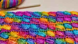 EASY Crochet Stitch For Blankets And Scarfs / Cross Puff Stitch Tutorial