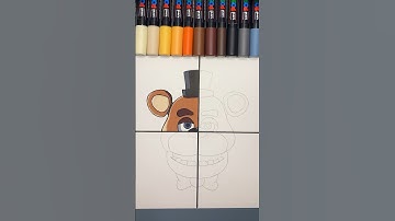 Drawing Freddy FazBear in 4 Different Styles with Posca Markers! #shorts #fnaf #posca #art