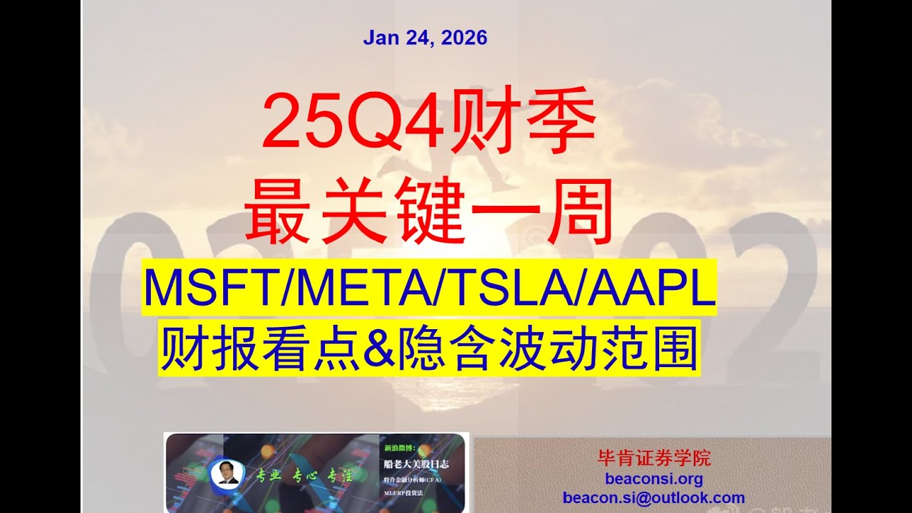 美股面临变盘时间窗口，25Q4财季进入最关键一周：MSFT、AAPL、TSLA、META财报看点和走势