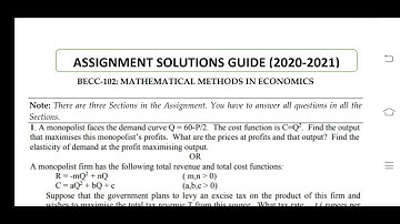 BECC 102 Ignou Solved Assignment