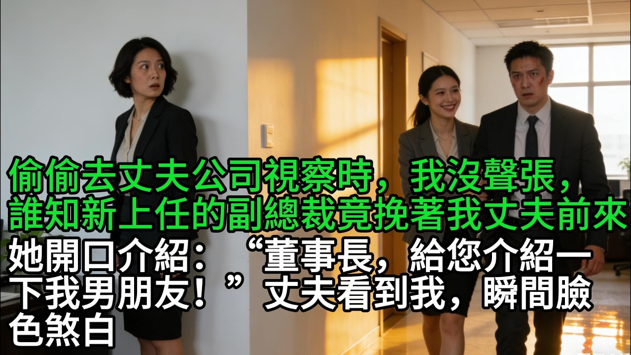 偷偷去丈夫公司視察時，我沒聲張，誰知新上任的副總裁竟挽著我丈夫前來，她開口介紹：“董事長，給您介紹一下我男友！”丈夫看到我，瞬間臉色煞白