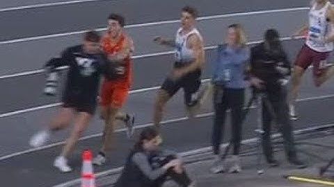 Virginia Tech photographer crashes into runners on the track at ACC championships