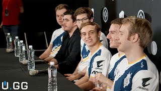 Press conference with G2 Esports after defeating SKT at 2019 MSI