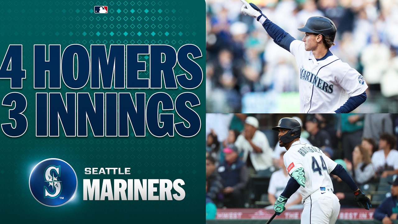 Colt Emerson and Julio Rodríguez homer in the SAME inning (Mariners have 4 HR in 3 innings )