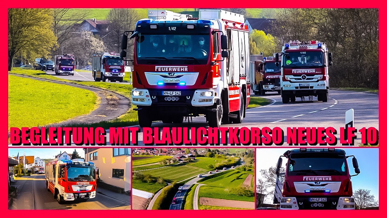 🆕 Neues LF 10 von Rosenbauer 🆒 Empfang mit Blaulicht-Korso 🚒 Feuerwehr Berglen begrüßt den 1/42 😍