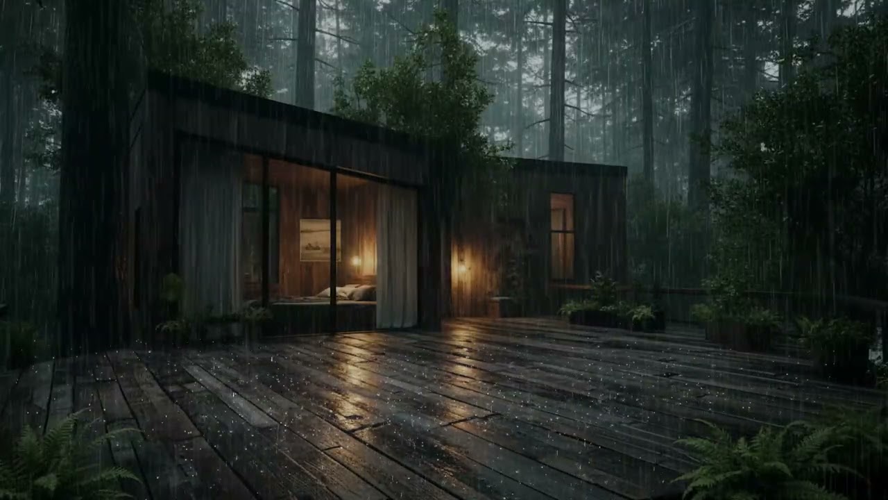 Forest Room Rainy Night | Deep Sleep & Calm Atmosphere [No Music]