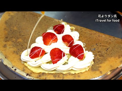 【超生クリーム】歴38年クレープ職人の手捌き,-japanese-street-food,-creamy-crepe-compilation,-크레페,-크레이프,-今市商店街