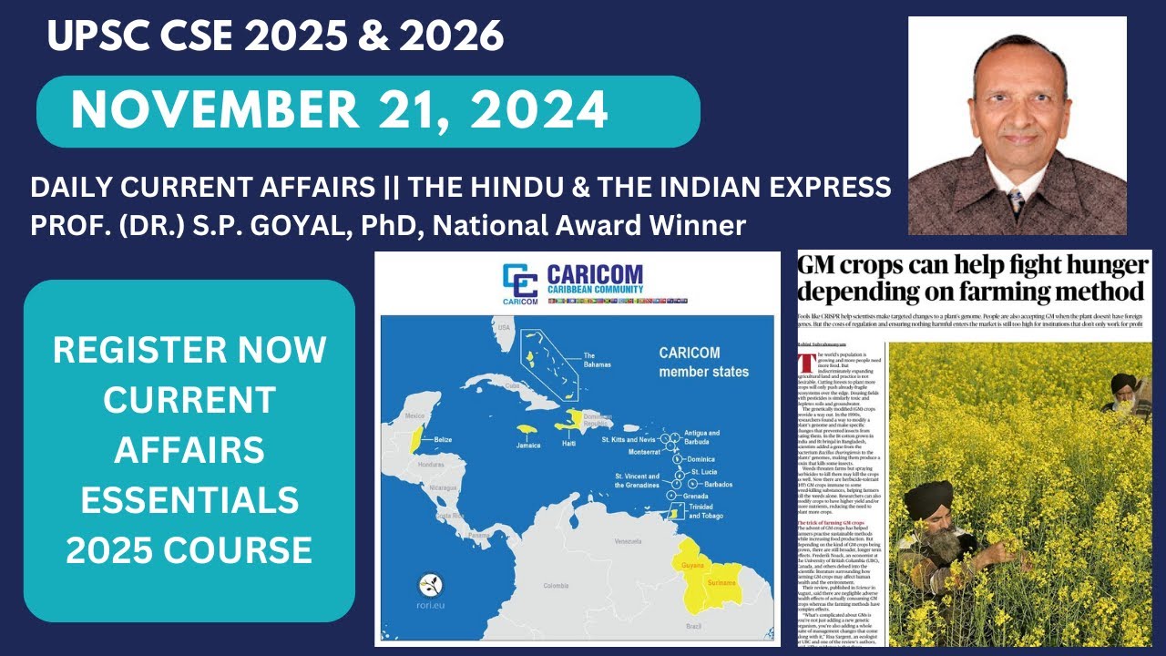 Daily UPSC Current Affairs MCQs & News Analysis | November 21 2024 ...