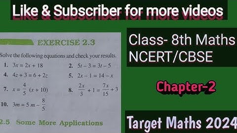 Chapter 2||Class 8th||Que 1to 6||linear equations in one variable||ex 2.3|| Maths NCERT||CBSE 2024