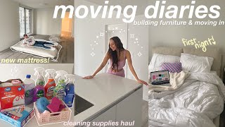 MOVING INTO MY NEW APARTMENT! unpacking \& building furniture, my first night, \& hauls! episode 3♡.•*