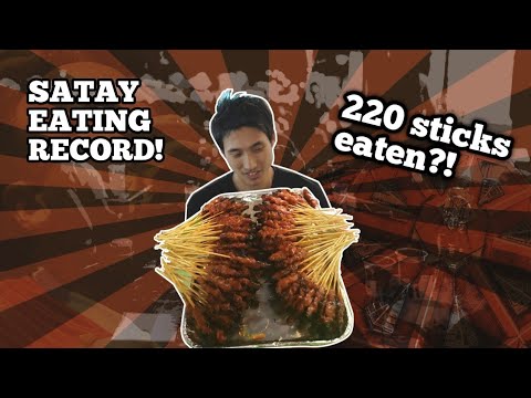 INSANE SATE (SATAY) EATING RECORD!    220 STICKS EATEN?!