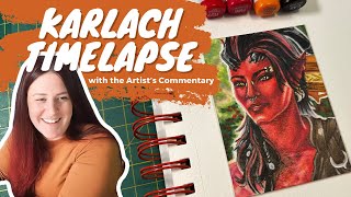 Karlach Sketch Card Timelapse | Mixed Media Baldur's Gate 3 Art | Copic and Prismacolor Markers