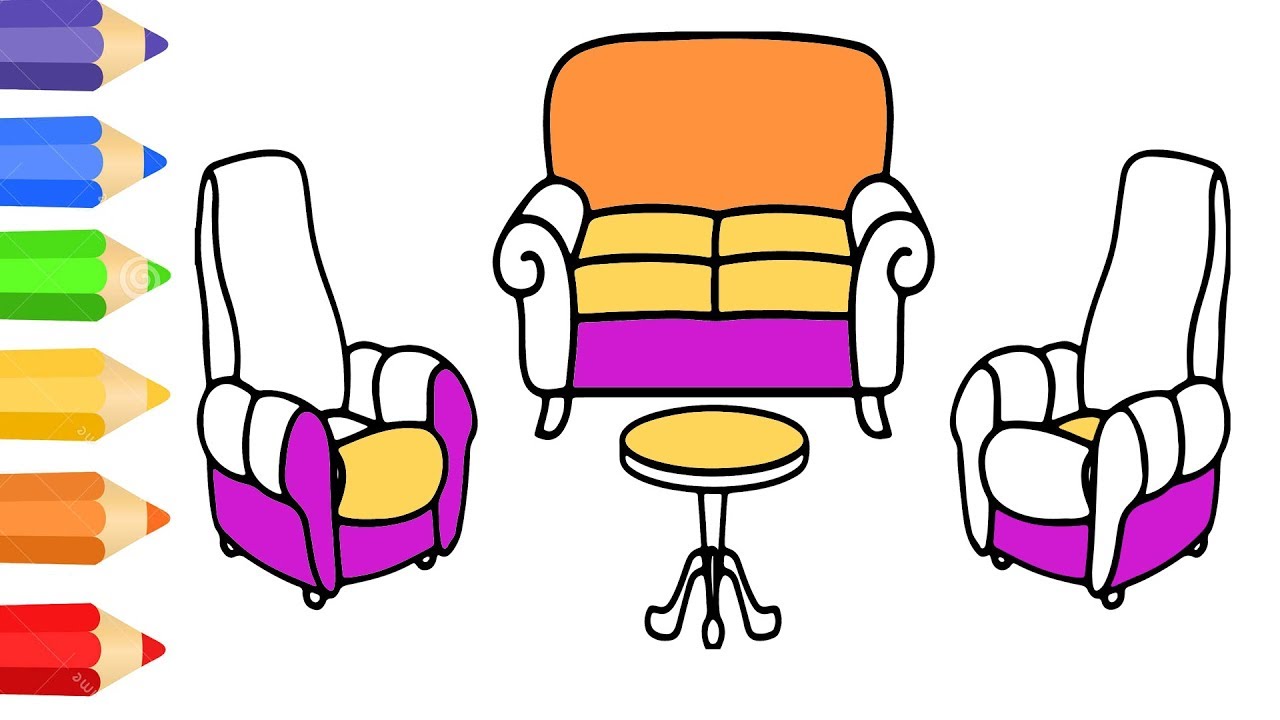 Download How to draw sofa set family| Coloring pages for kids| Art colour for children Learn Color ...